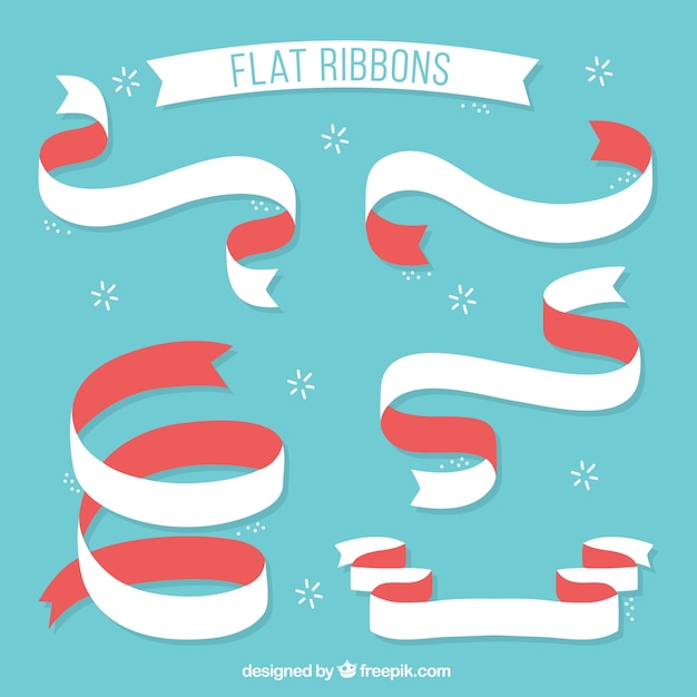 Free vector collection of white and red ribbons