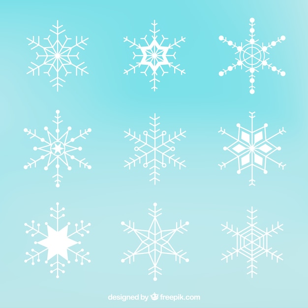 Collection of white snowflakes