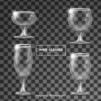 Collezione di bicchieri da vino in stile realistico
