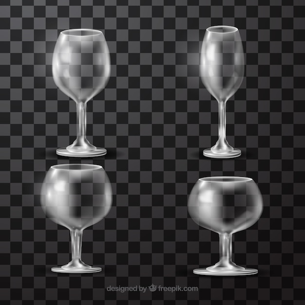 Collection of wine glasses in realistic style