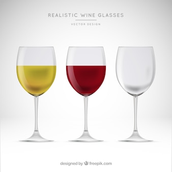 Collection of wine glasses in realistic style
