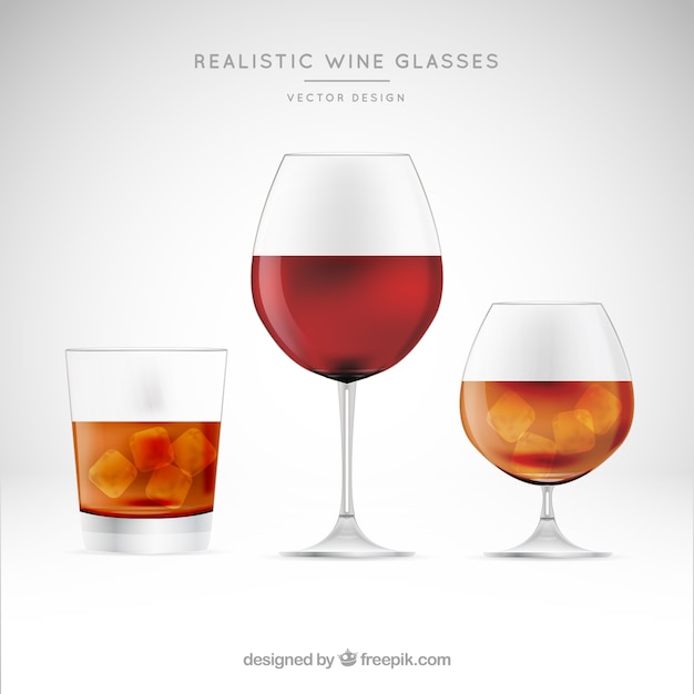 Free vector collection of wine glasses in realistic style