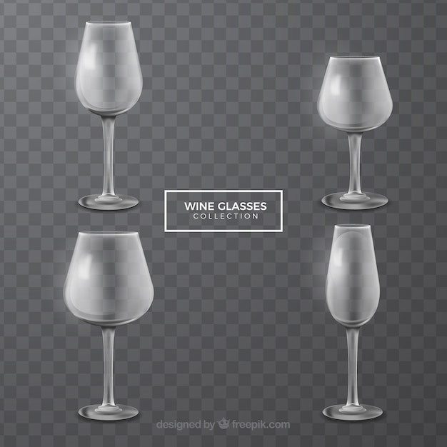 Free vector collection of wine glasses in realistic style