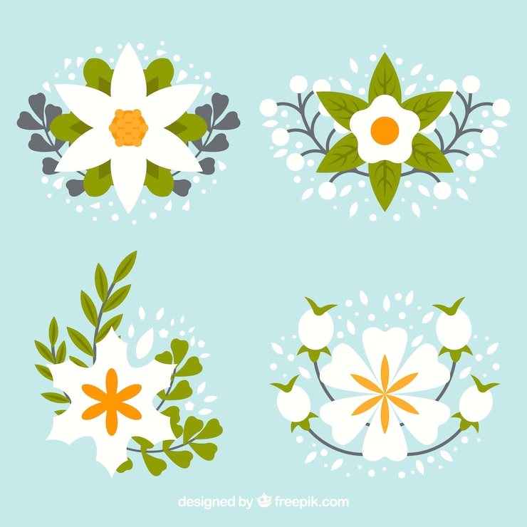 免費 Vector 冬季花朵的收藏