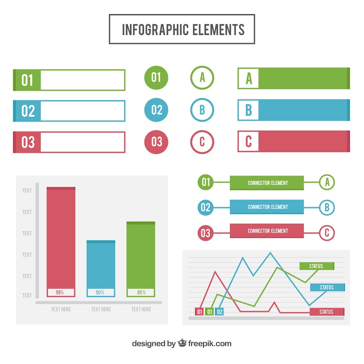 Free Vector collection with different infographics elements