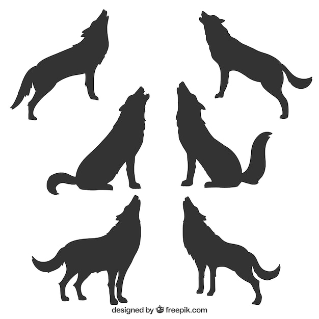 Collection of wolf silhouettes