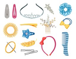 Free vector collection of women hair accessories vector illustration