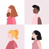 Free vector collection of women in profile vector