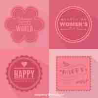 Free vector collection of women's day labels in pink tones