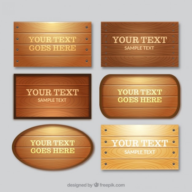 Free vector collection of wooden signboards
