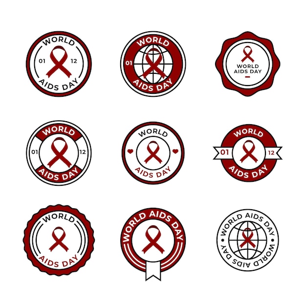 Collection of world aids day labels