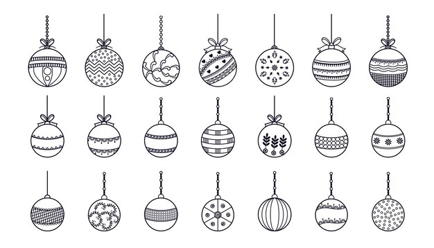 Collection of xmas bauble icons design for christmas decoration vector illustration