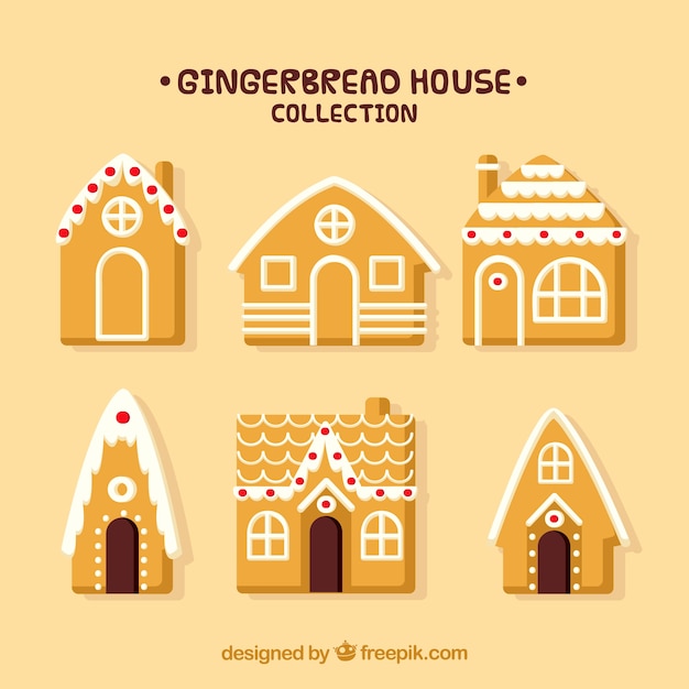 Collection of yellow gingerbread houses