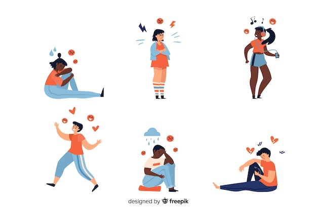 Free vector collection of young people emotions