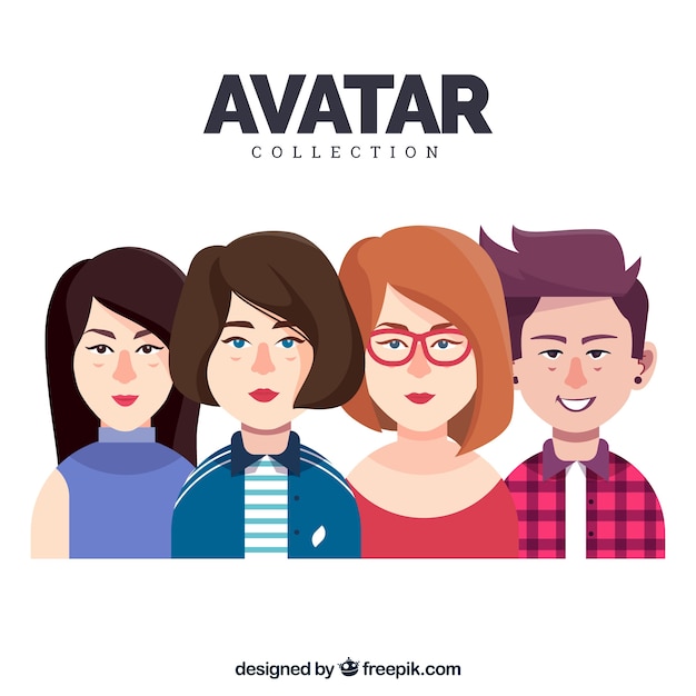 Collection of young women avatars