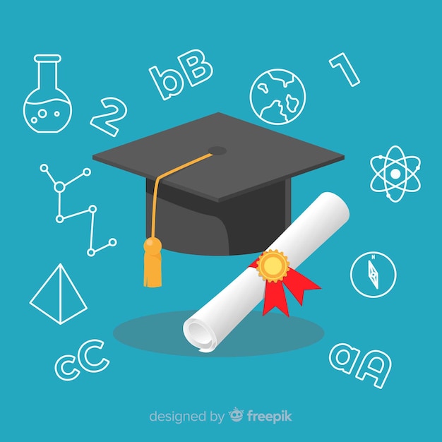 Free vector college background with mortarboard