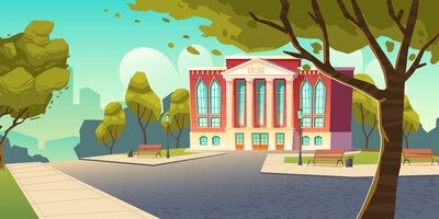 Free vector college building, educational institution banner
