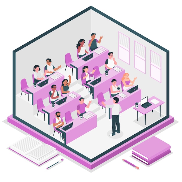 Free vector college class concept illustration