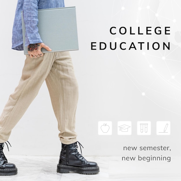 Free vector college education template for new semester