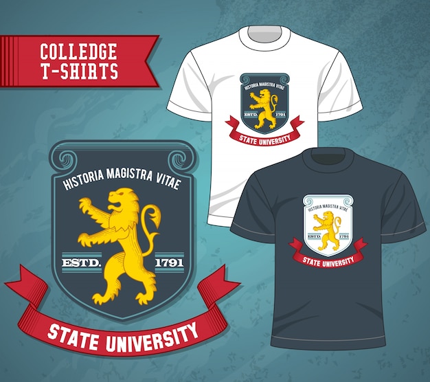 Free vector college labels t-shirts