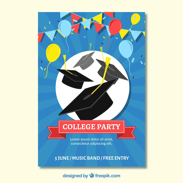 College party brochure with colorful balloons