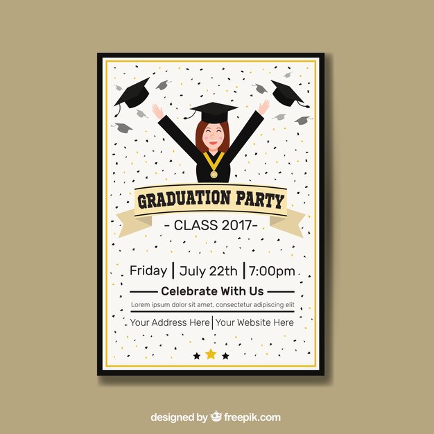 College party poster with happy girl