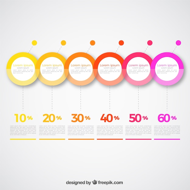 무료 벡터 현대 서클과 coloful 타임 라인