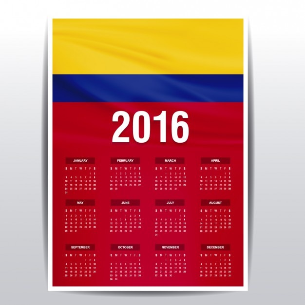 Free vector colombia calendar of 2016