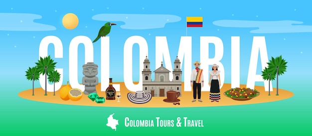 Free vector colombia word illustration