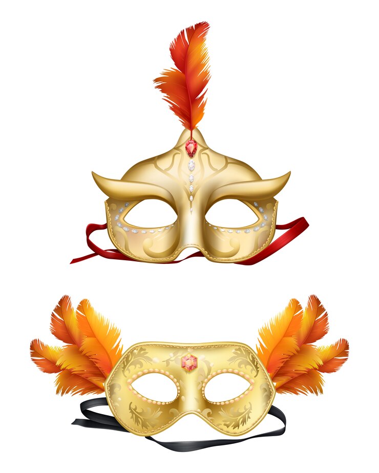 Free Vector colombina golden masks 3d realistic set