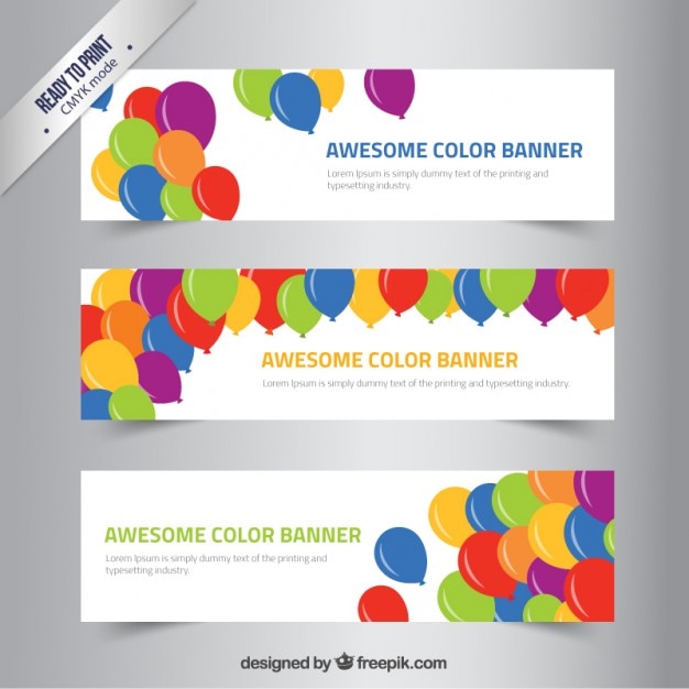 Free vector color banners with balloons