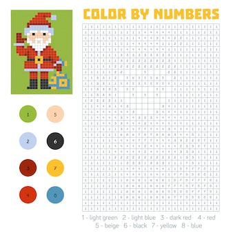 Раскраска по номерам, развивающая игра для детей, дед мороз