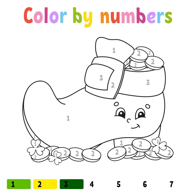 数字キュウリの色 子供のための塗り絵 野菜のキャラクター ベクトルイラスト プレミアムベクター
