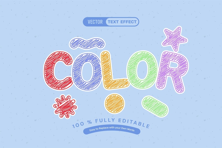 Free Vector color chalk editable text effect