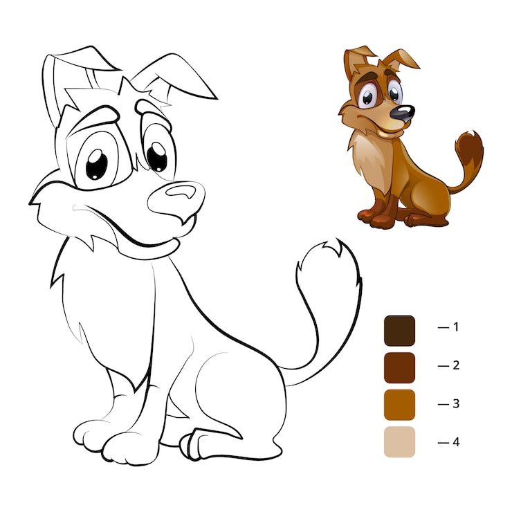 Free Vector color dog. coloring book for preschool children. pet cartoon, drawing book, happy animal character
