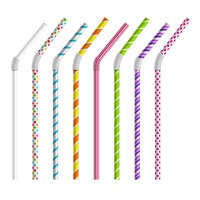 Free vector color drinking straws  set. tube and pipe, object colorful, stripe and bend