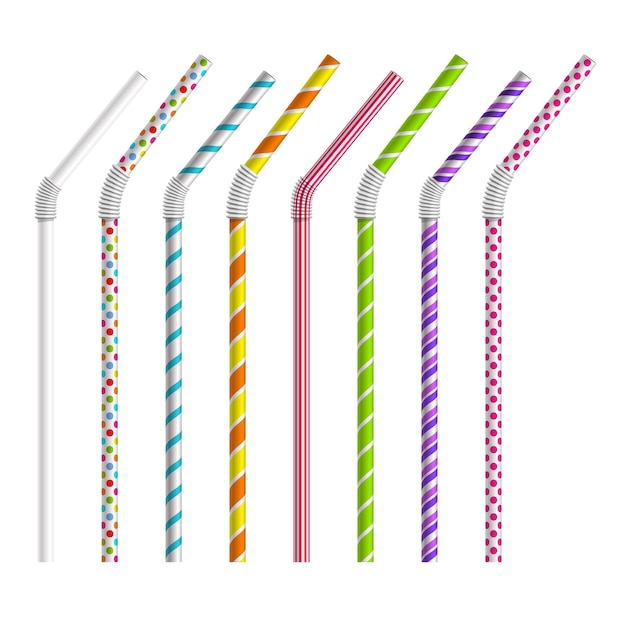 Набор цветных соломинок. Трубка и труба, объект красочный, полосы и изгиб