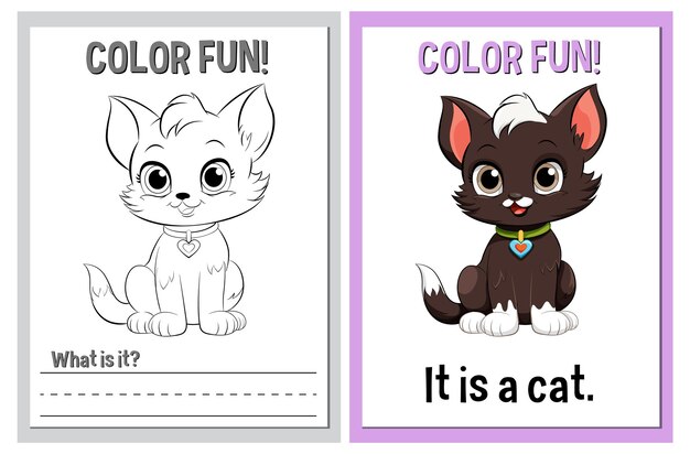 楽しいカラー教育的な猫のイラスト