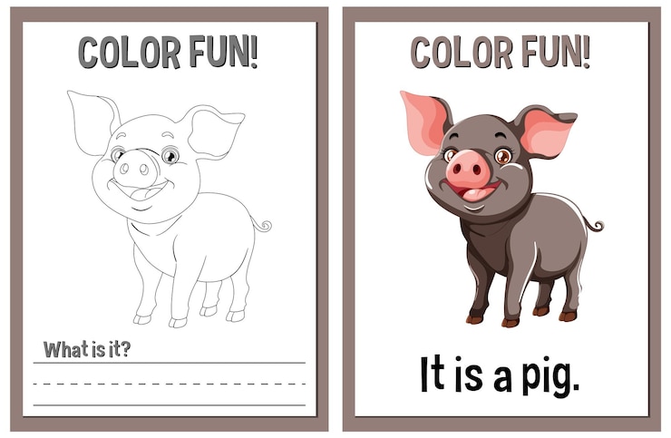 Free Vector color fun educational pig illustration