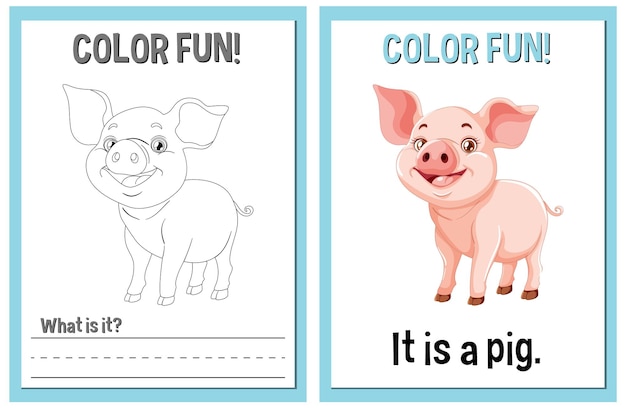 Color Fun Educational Pig Illustration