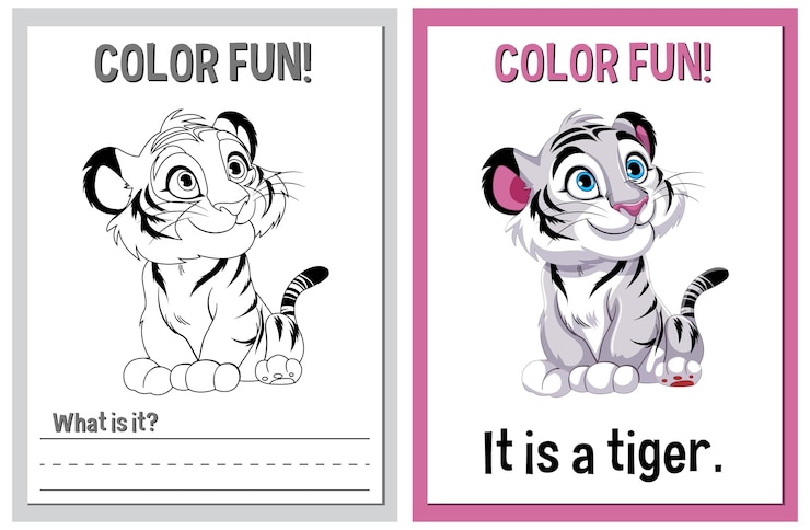 Free Vector color fun educational tiger illustration
