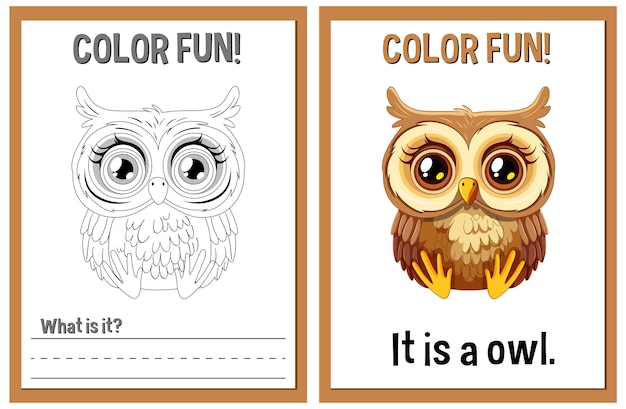 Free vector color fun owl illustration activity