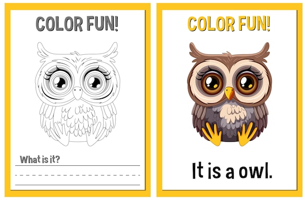 Free vector color fun owl illustration activity