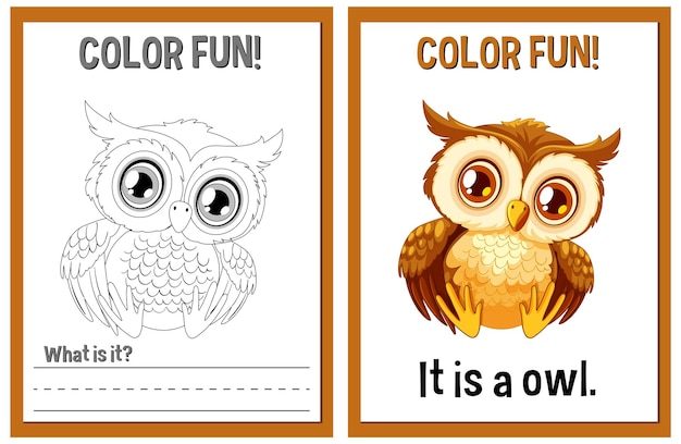 Free vector color fun owl illustration and activity