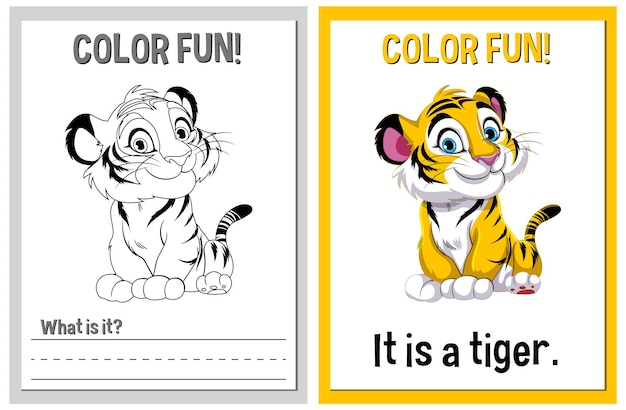 Free vector color fun tiger coloring activity