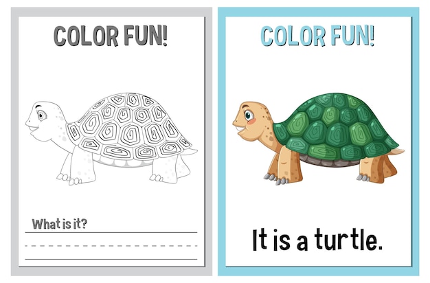 Free vector color fun turtle illustration activity