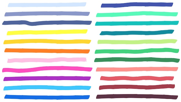 Free vector color highlight marker lines strokes. colorful highlights, markers stripes and yellow line highlight