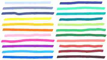 Free vector color highlight marker lines strokes. colorful highlights, markers stripes and yellow line highlight