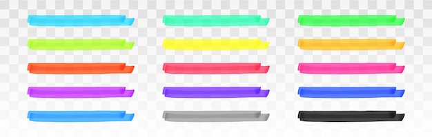 Color highlighter lines set isolated