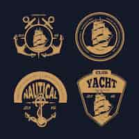 Бесплатное векторное изображение Цветные морские ярлыки и значки. набор логотипов морского винтажного морского корабля